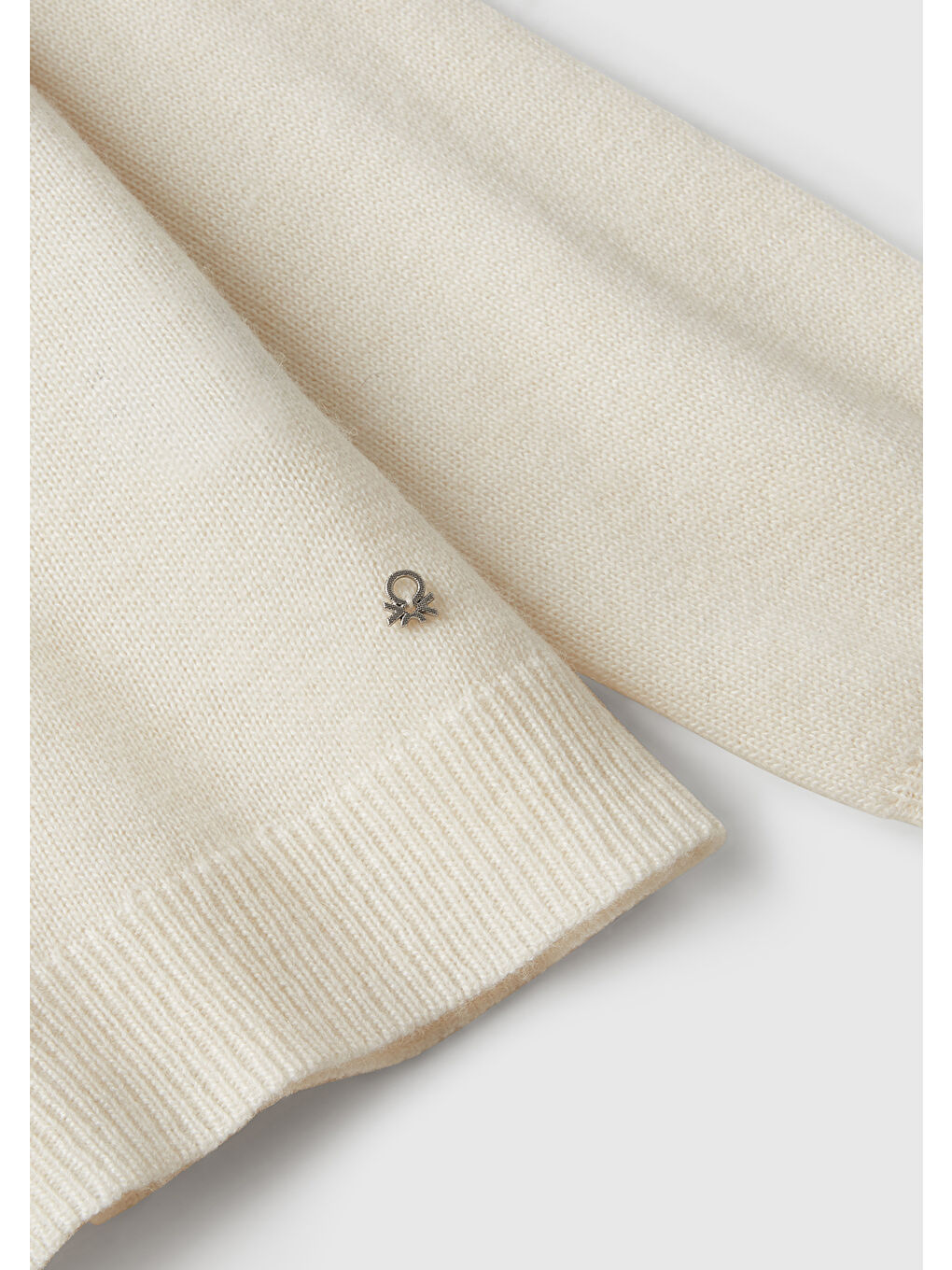 Ekru Kız Çocuk Krem Yün Karışımlı Kolu Ribanalı Kazak-2