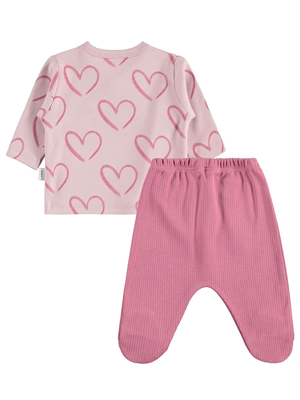 Baby Tramlı Kalp Empirme Zıbın Takımları - Pembe-2