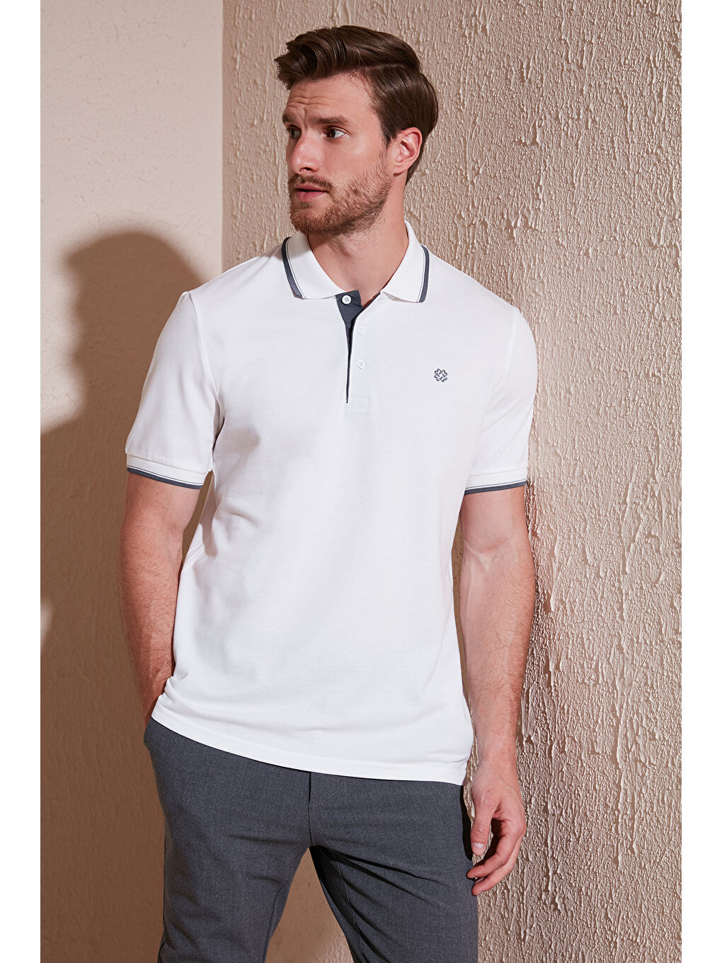 Mavi Pamuklu Slim Fit Şerit Detaylı Düğmeli Polo Yaka 3'lü Paket Tişört 5902118S3-2