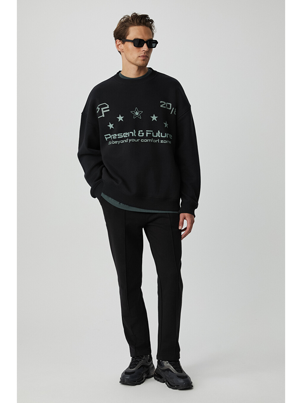 Cassy Erkek Organik Pamuklu Yumuşacık Baskı Detaylı Antrasit Sweatshirt-3