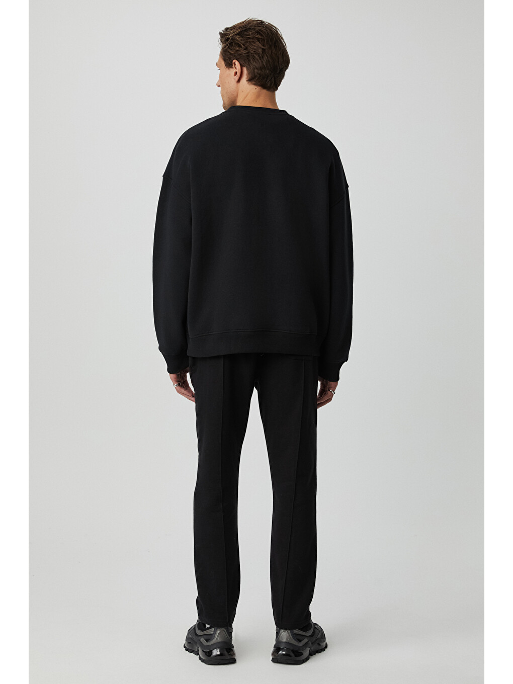 Cassy Erkek Organik Pamuklu Yumuşacık Baskı Detaylı Antrasit Sweatshirt-4
