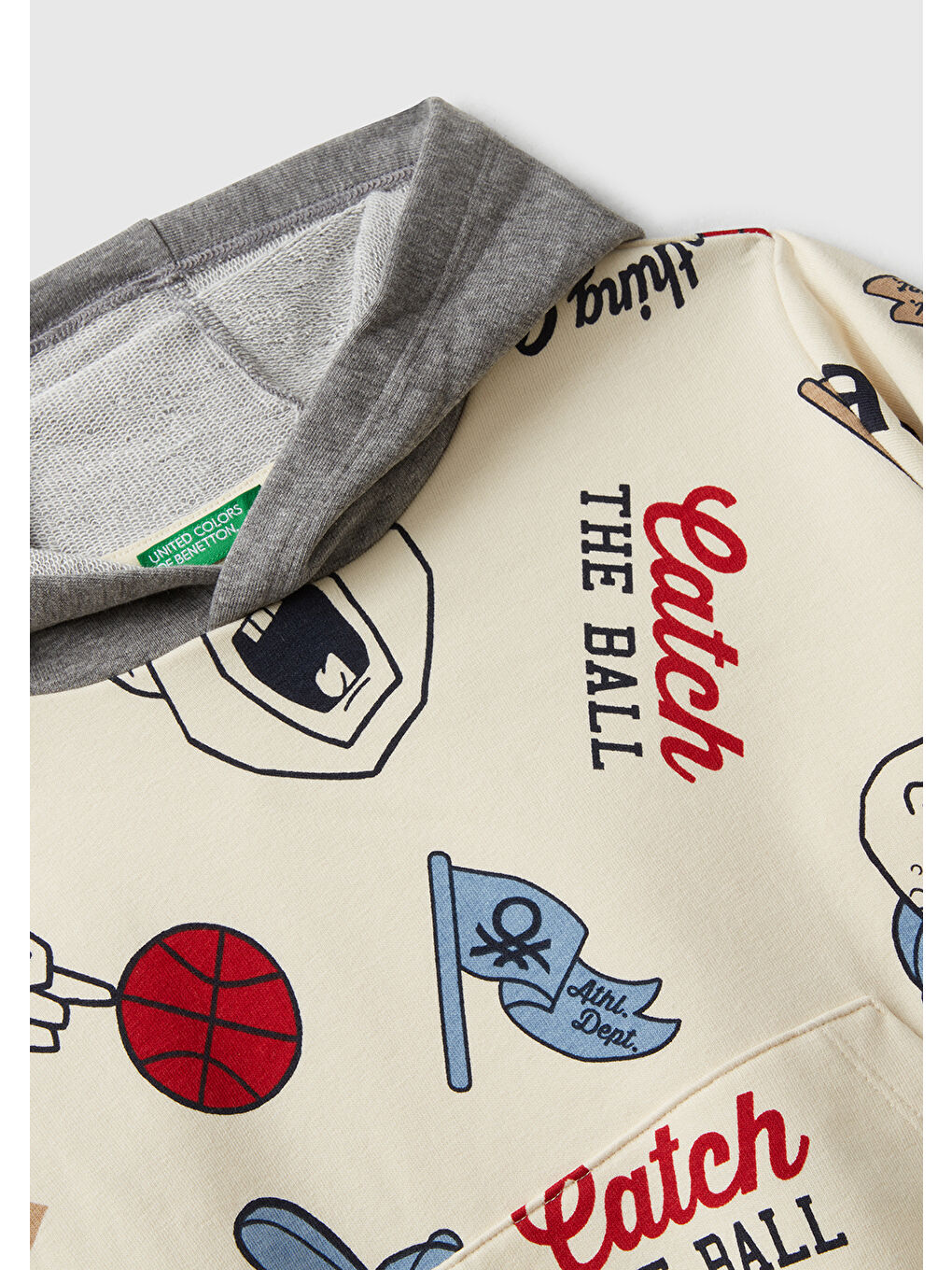 Ekru Erkek Çocuk Ekri Mix Tamamı Baskılı Önü Cepli Kapüşonlu Sweatshirt-2