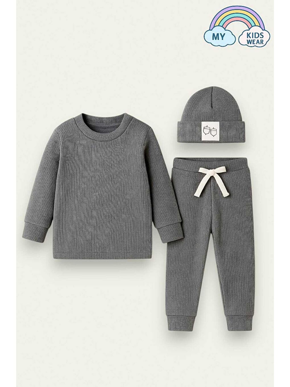 Antrasit Fitilli Unisex Bebek - Çocuk Üçlü Takım