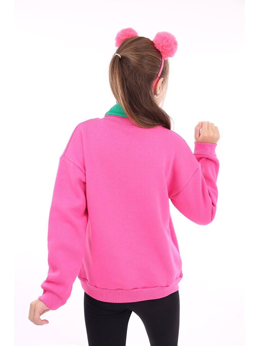 Yeşil Kız Çocuk Baskılı Sweatshirt-2