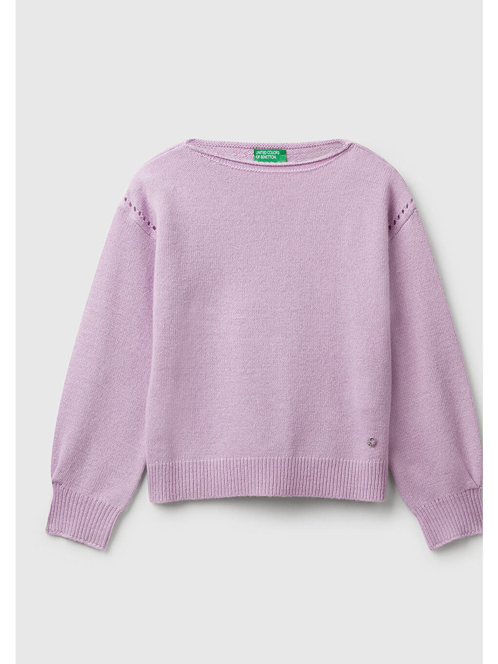 Kız Çocuk Lila Yün Karışımlı Kolu Ribanalı Kazak