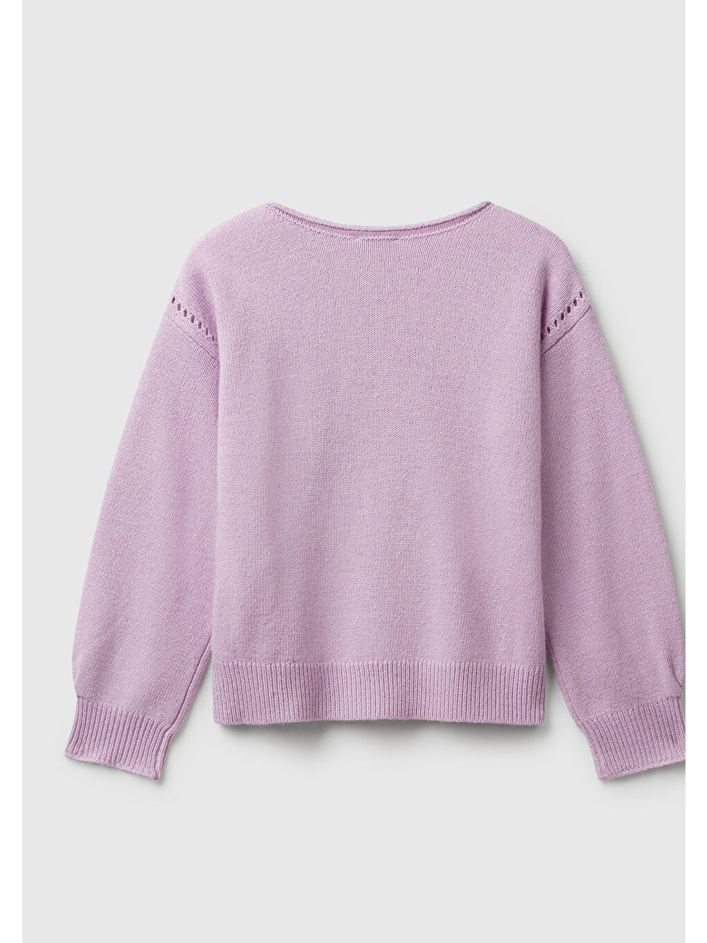 Kız Çocuk Lila Yün Karışımlı Kolu Ribanalı Kazak-1