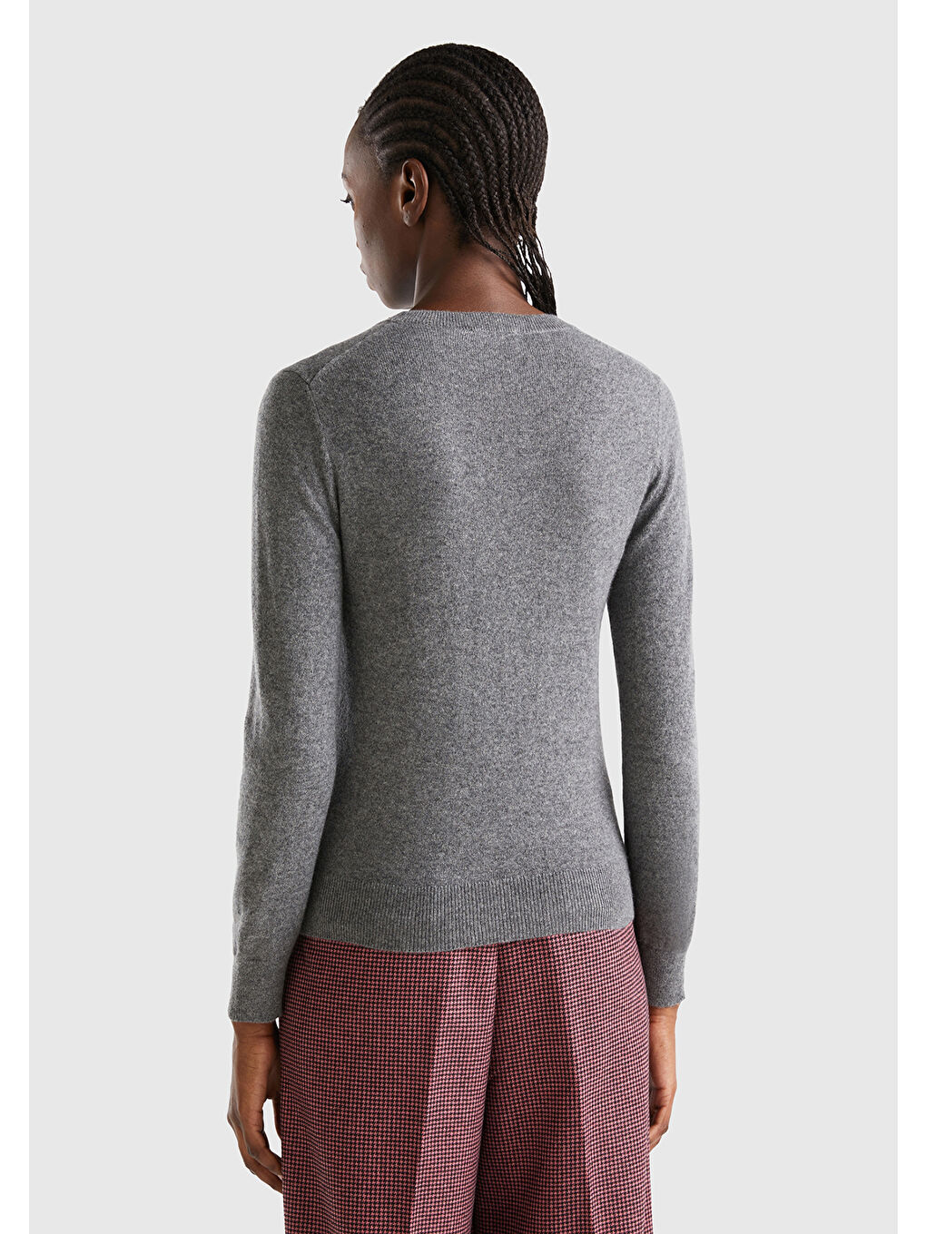 Kadın Antrasit Melanj %100 Kaşmir Kazak-2