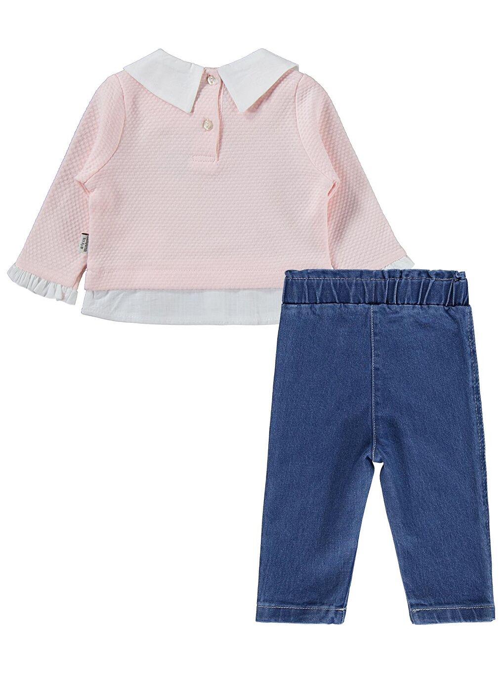 Pembe Kalp Nakışlı 2 Li Jean 6-18 Ay Takım-1