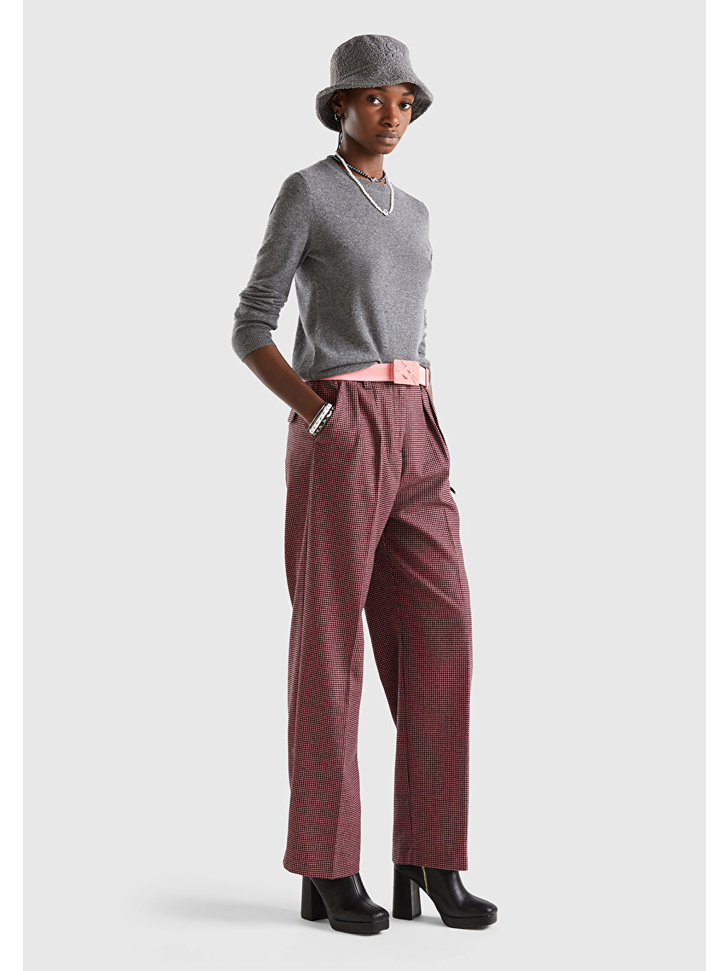 Kadın Antrasit Melanj %100 Kaşmir Kazak-4