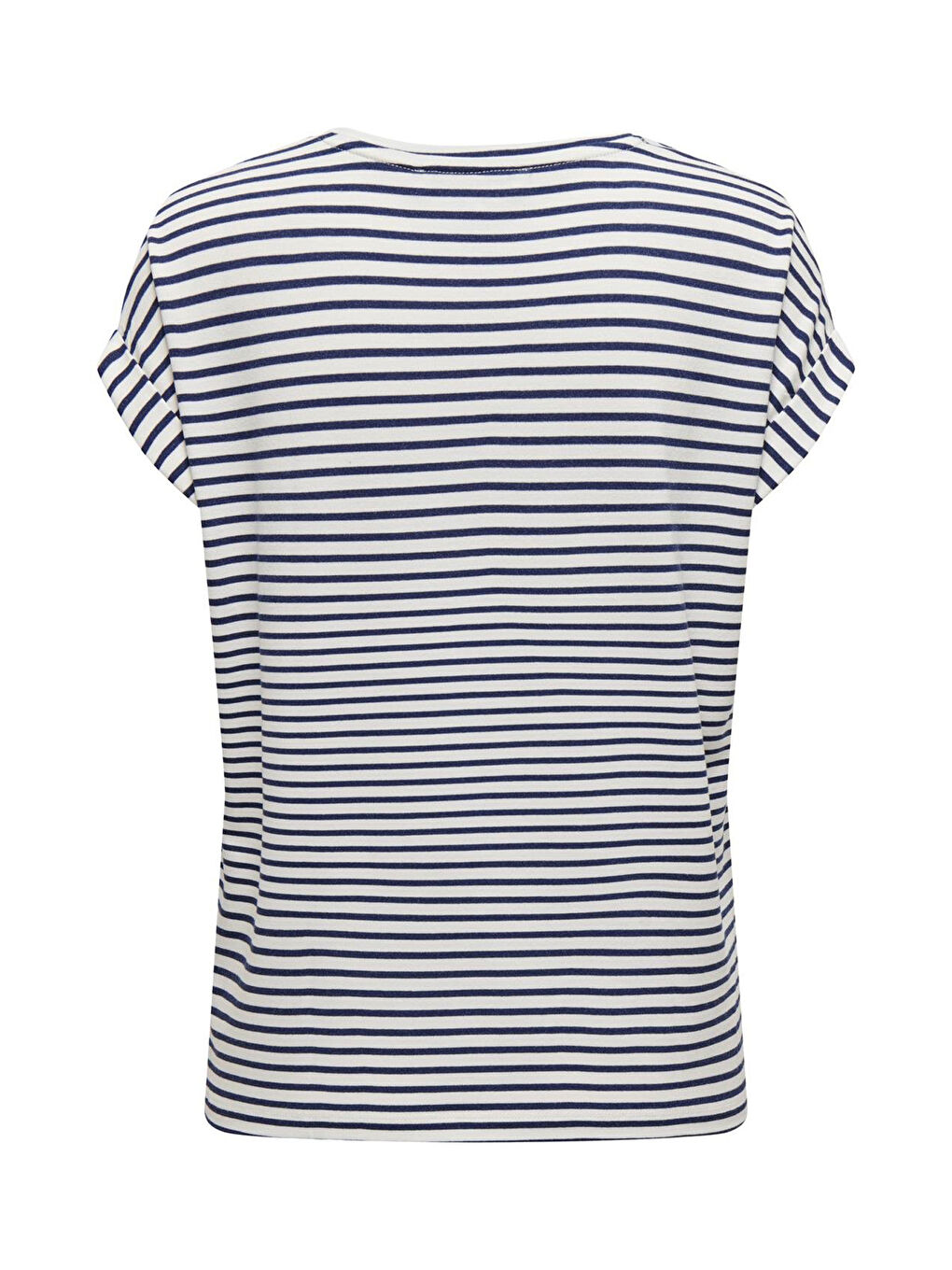 Ekru Onlmoster Streç Çizgili Regular Fit Bisiklet Yaka Kadın T Shirt 15206243-5