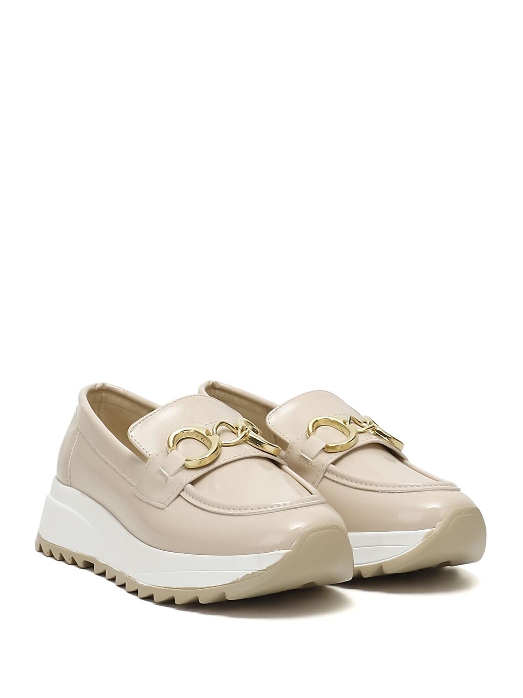 Bej TEN  Dolgu Topuk Tokalı Kadın Günlük Loafer 35082-1