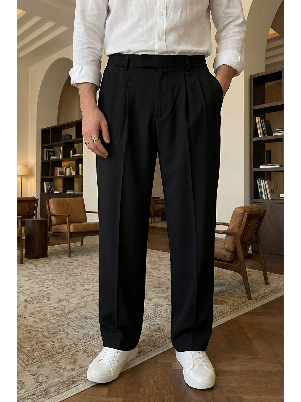 Siyah Baluga Extra Baggy Erkek Kumaş Pantolon