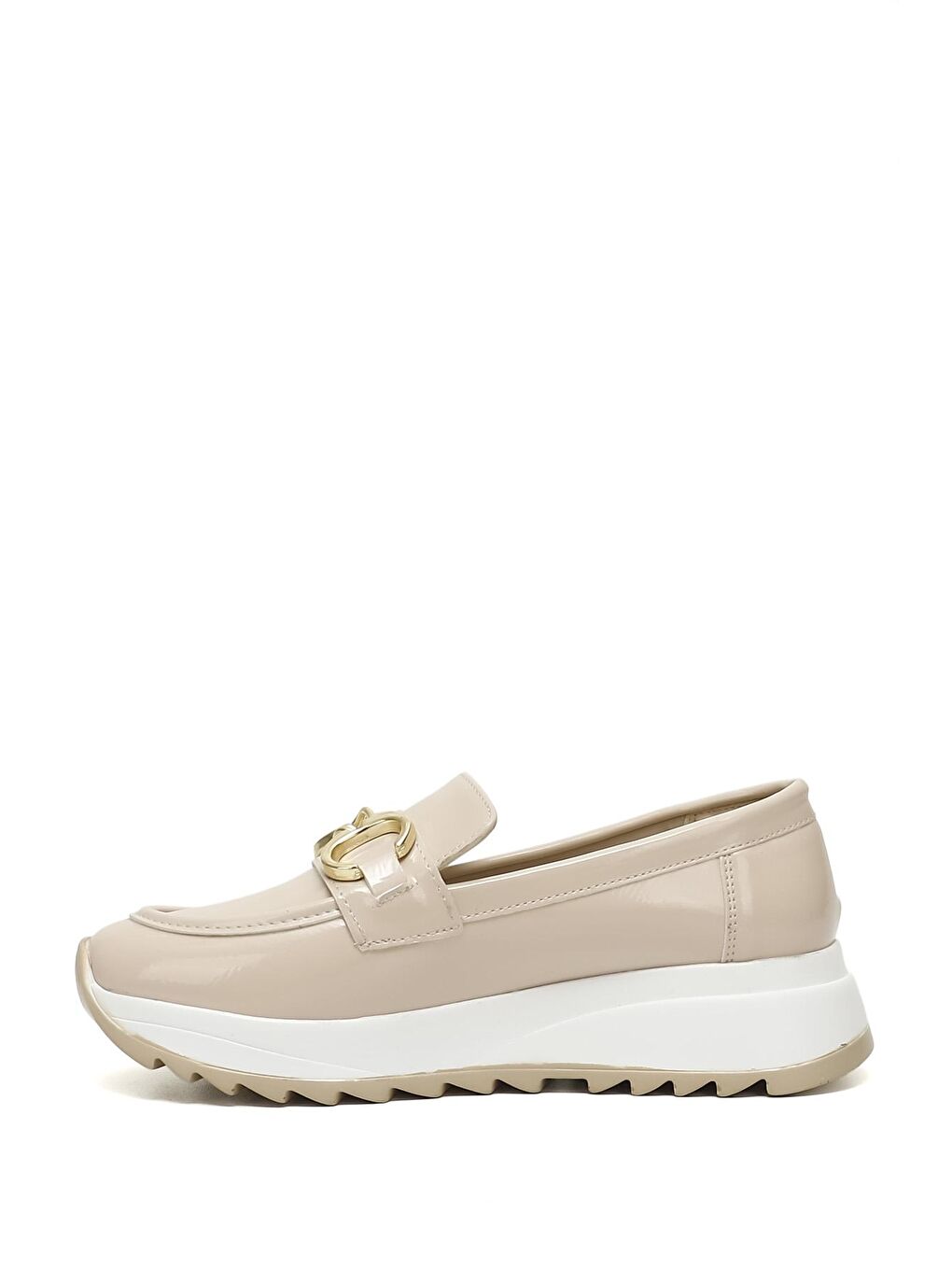 Bej TEN  Dolgu Topuk Tokalı Kadın Günlük Loafer 35082-2