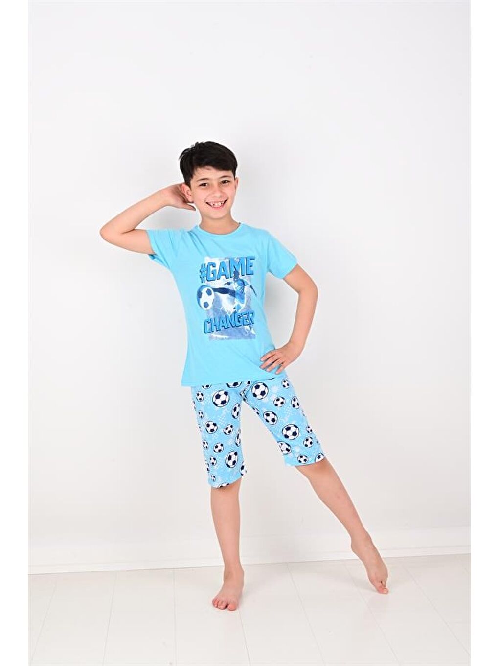 Erkek Çocuk Kısa Kollu Pijama Takımı Game Changer  Mavi