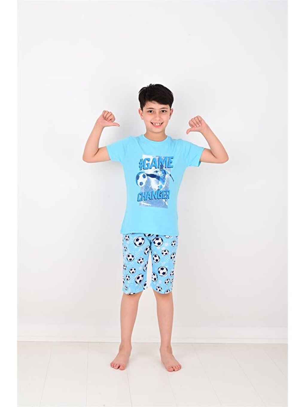 Erkek Çocuk Kısa Kollu Pijama Takımı Game Changer  Mavi-3