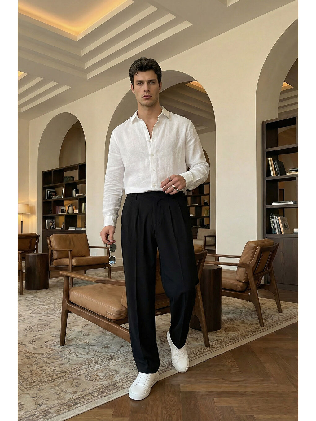 Siyah Baluga Extra Baggy Erkek Kumaş Pantolon-4