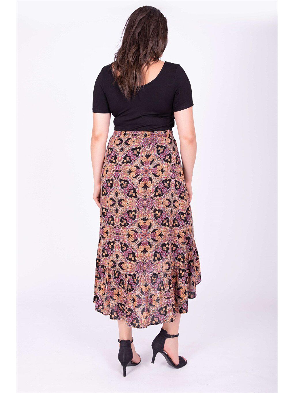 Karışık Fırfırlı Uzun Etek-2