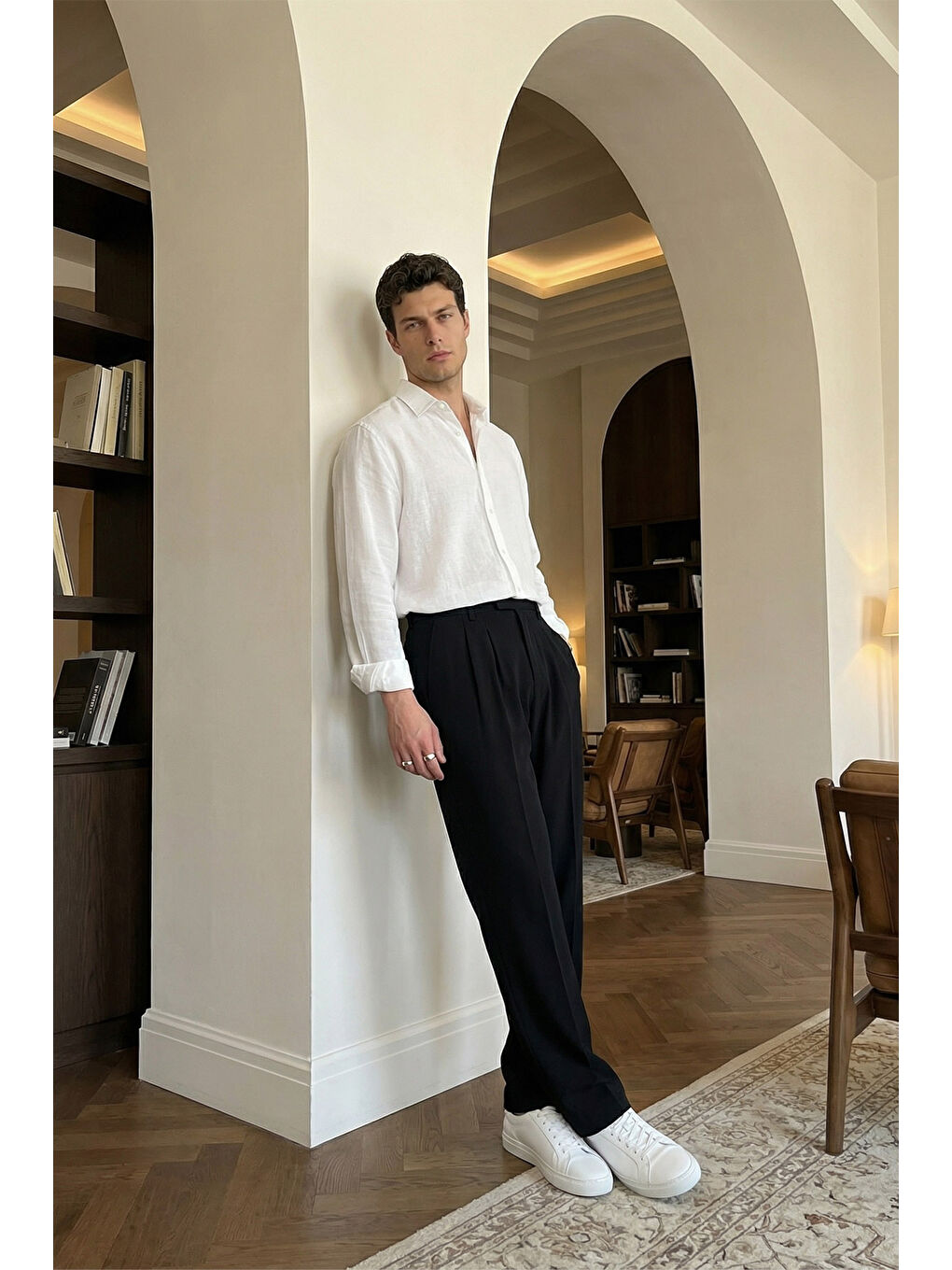 Siyah Baluga Extra Baggy Erkek Kumaş Pantolon-5