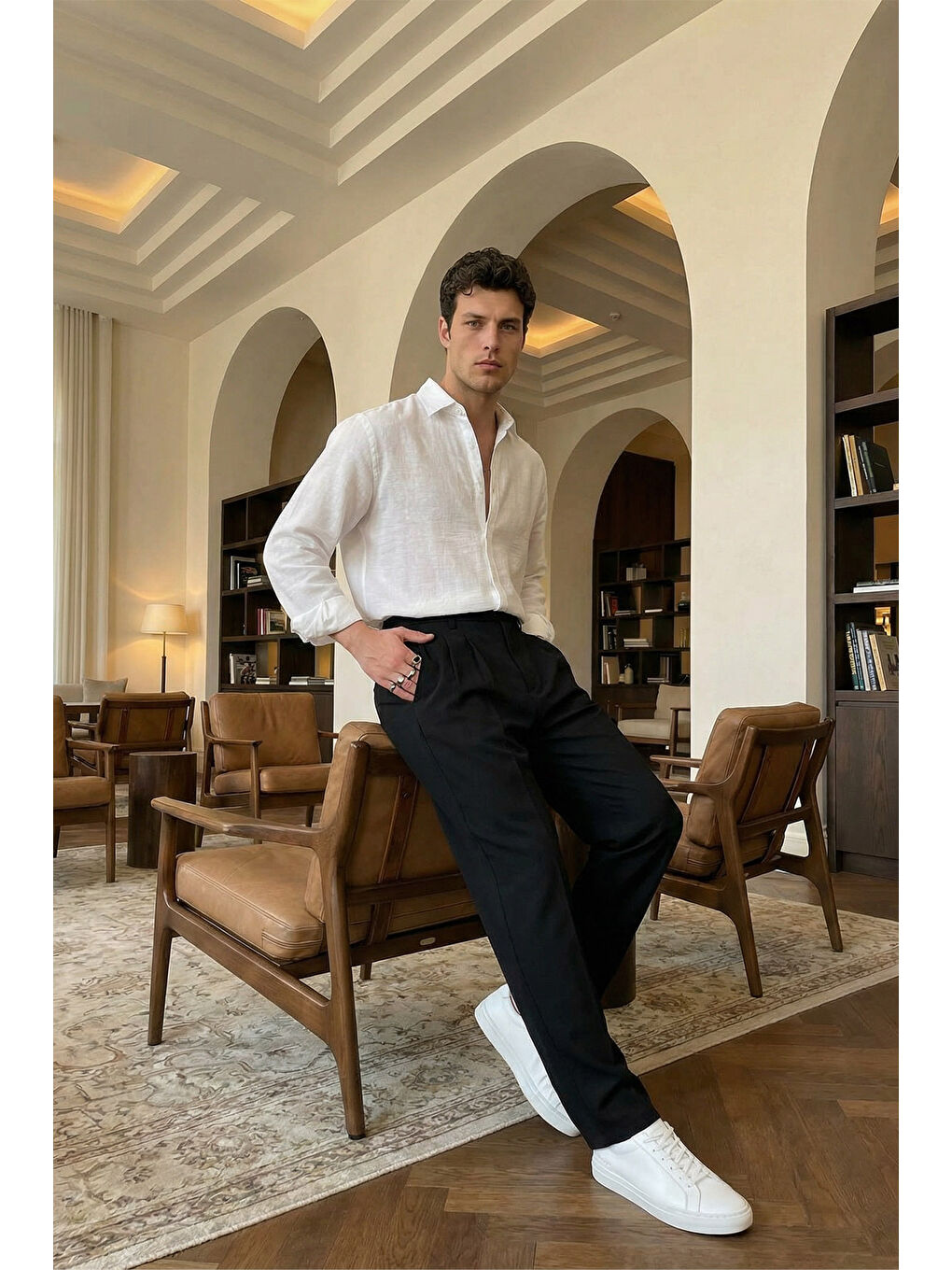 Siyah Baluga Extra Baggy Erkek Kumaş Pantolon-6