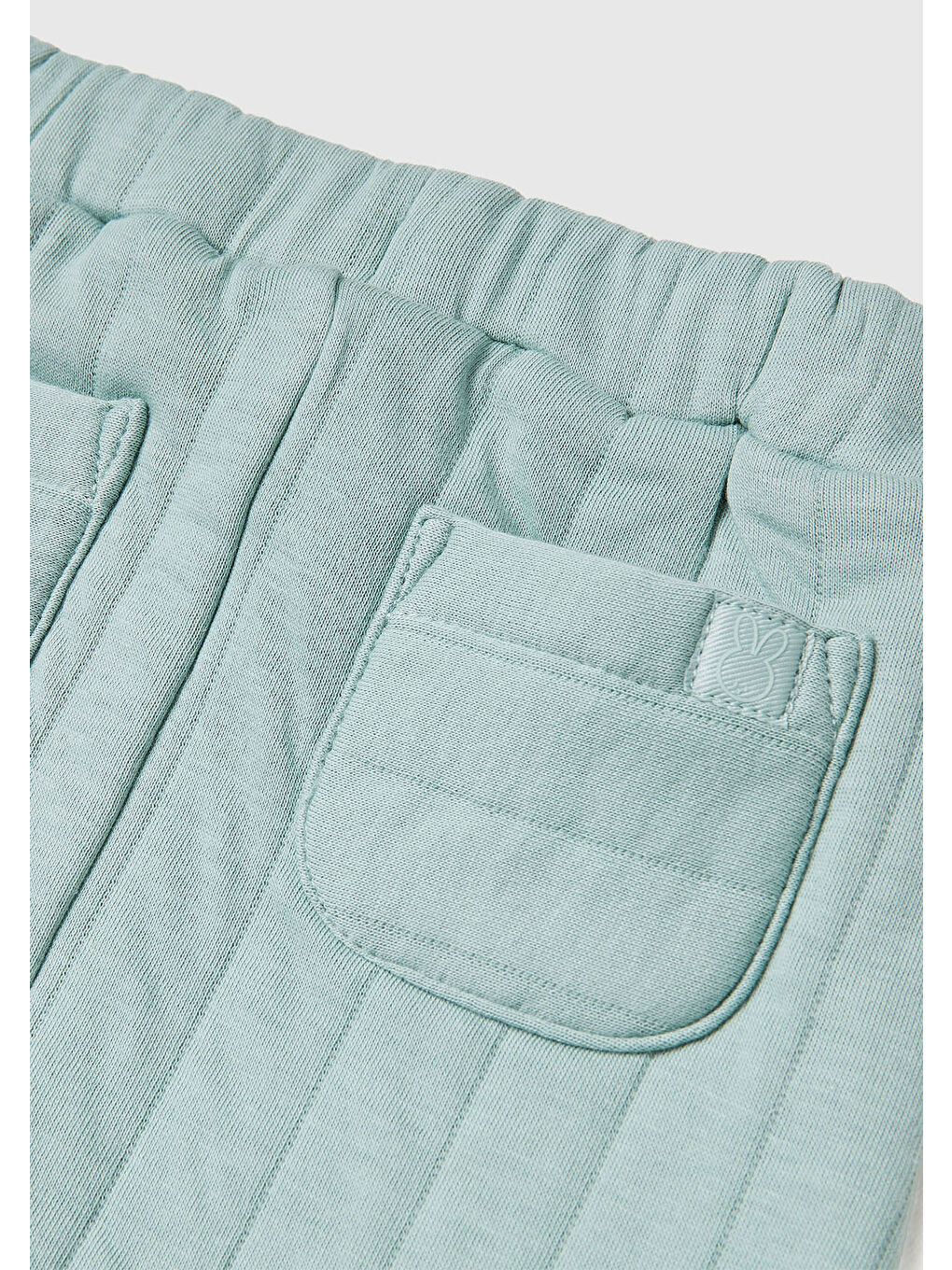 Bebek Gri-Yeşil Logo Etiketli Beli Lastikli İpli Hafif Dolgulu Eşofman Altı-2