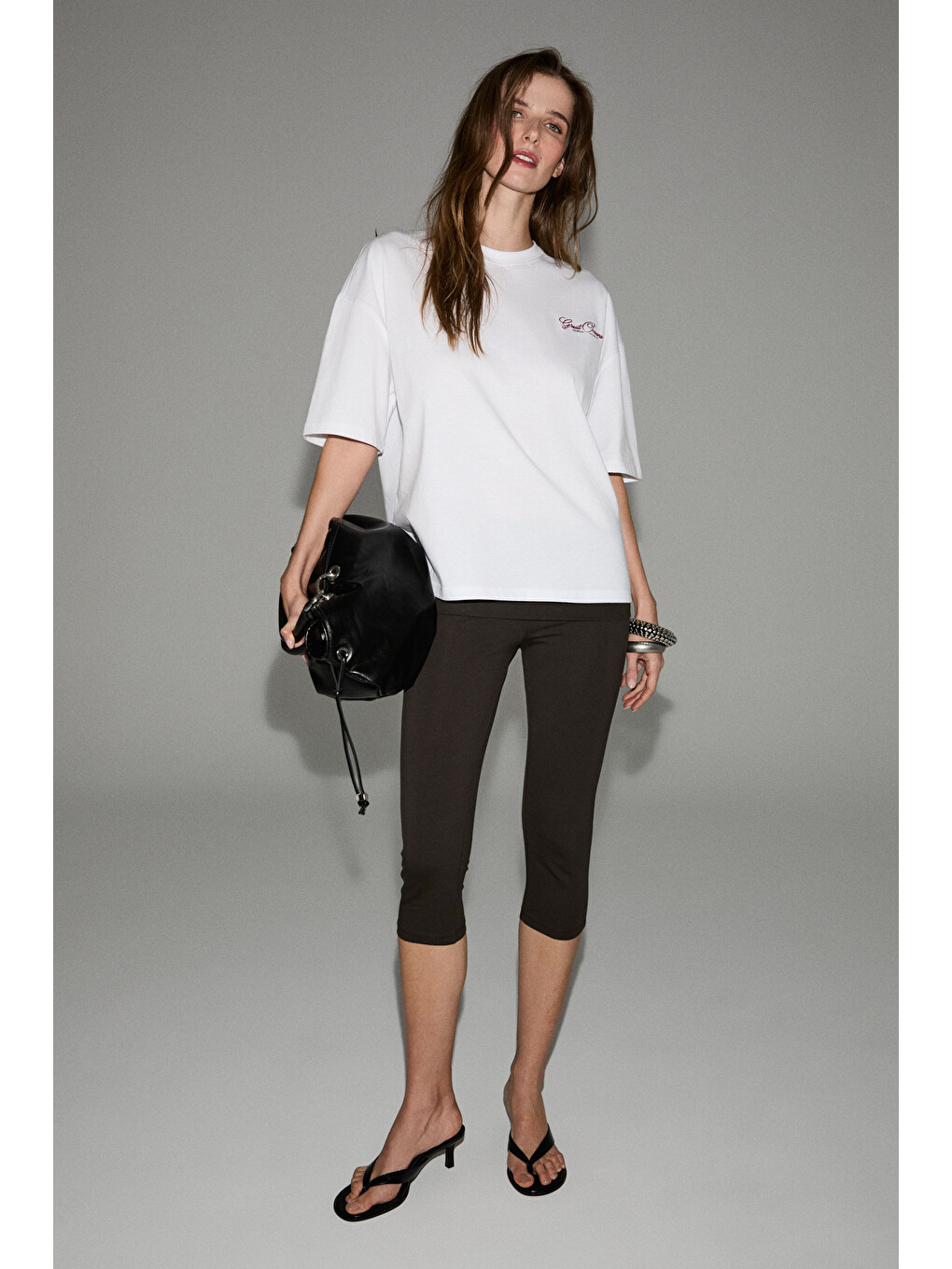 Beyaz GERANIUM Kadın Yuvarlak Yakalı Organik Pamuklu Baskı Detaylı BEYAZ T-Shirt-4