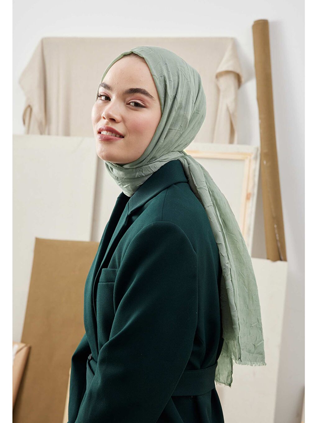 Bambu Şal Uçuk Yeşil-3