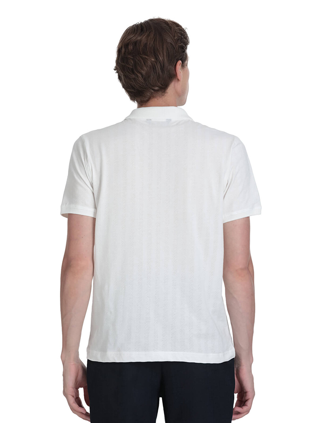 Beyaz Regular Fit Apaş Yaka Pamuklu Tişört-4