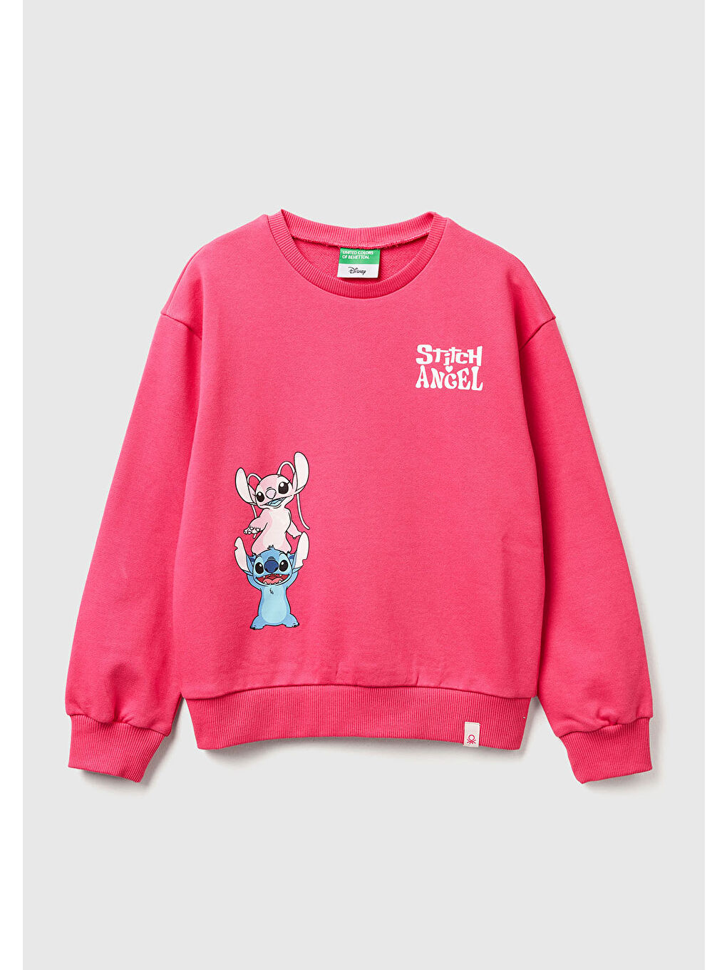 Kız Çocuk Pembe Önü Baskılı Logo Etiketli Relaxed Fit Sweatshirt