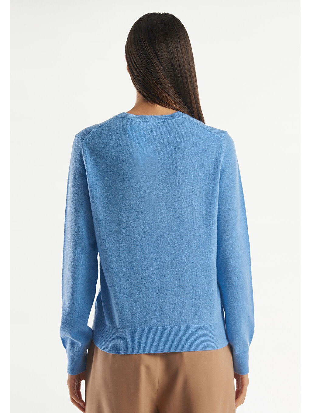 Kadın Mavi %100 Kaşmir Kazak-2