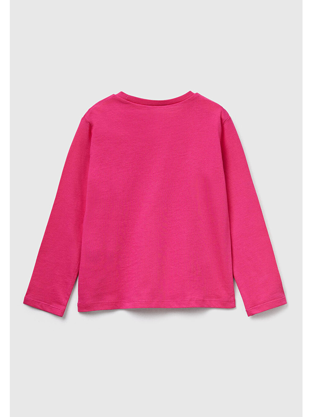 Kız Çocuk Pembe Önü Baskılı Ribana Yakalı Regular Fit Sweatshirt-1
