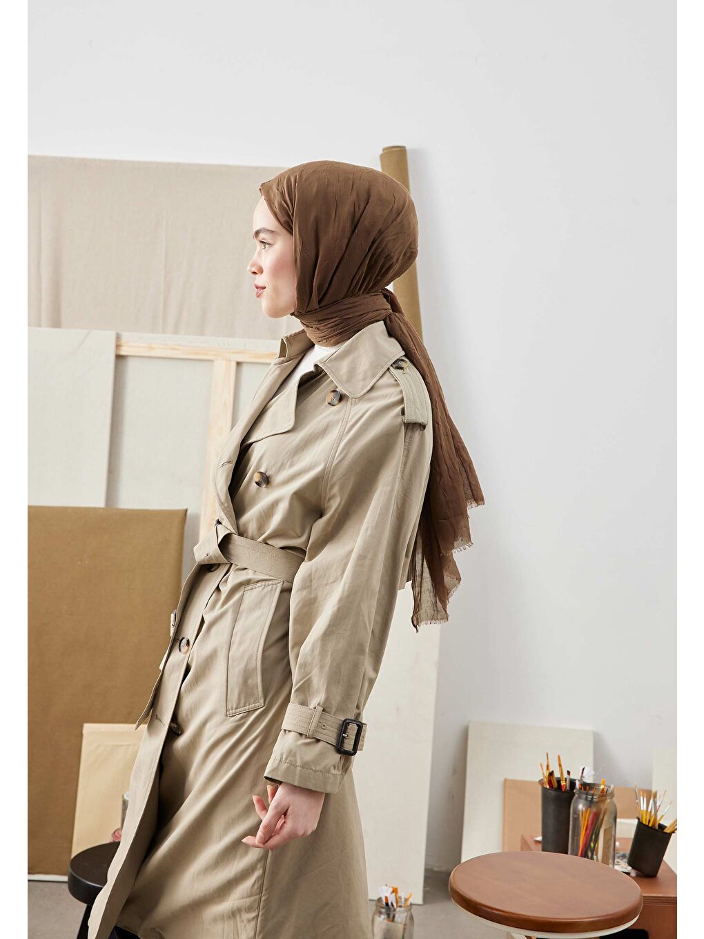 Kahverengi Bambu Şal Çikolata Kahve-3