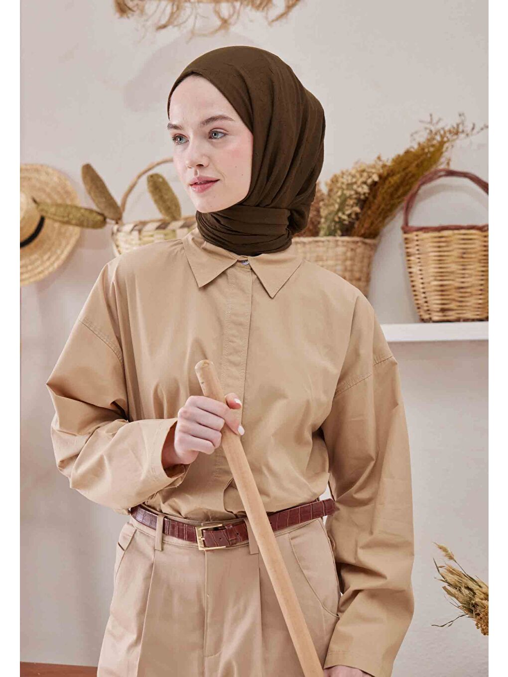 Kahverengi Bambu Şal Çikolata Kahve-4