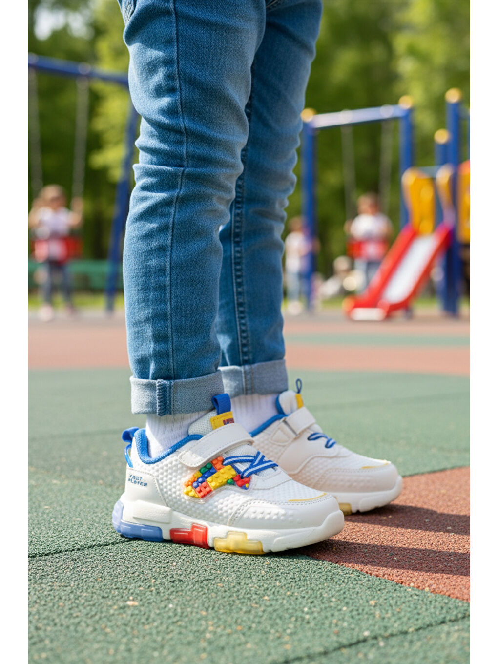 Mavi Saks Cırtlı Işıklı Hafif Erkek Çocuk Spor Ayakkabı Heros P-3