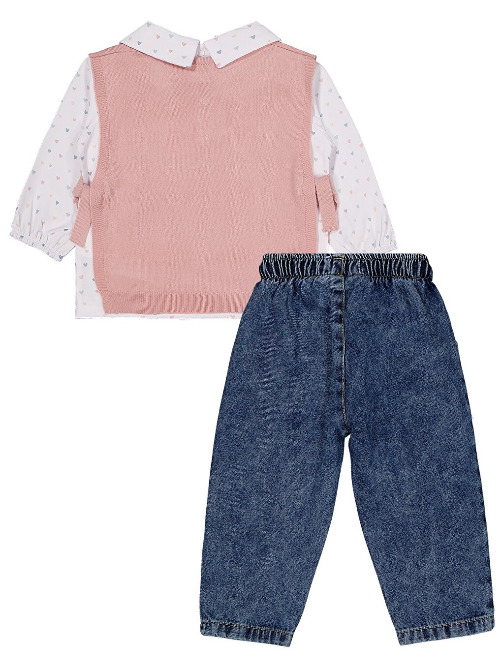 Baby Triko Süveter 3'lü Set 6-18 Ay Takım - Pembe-5