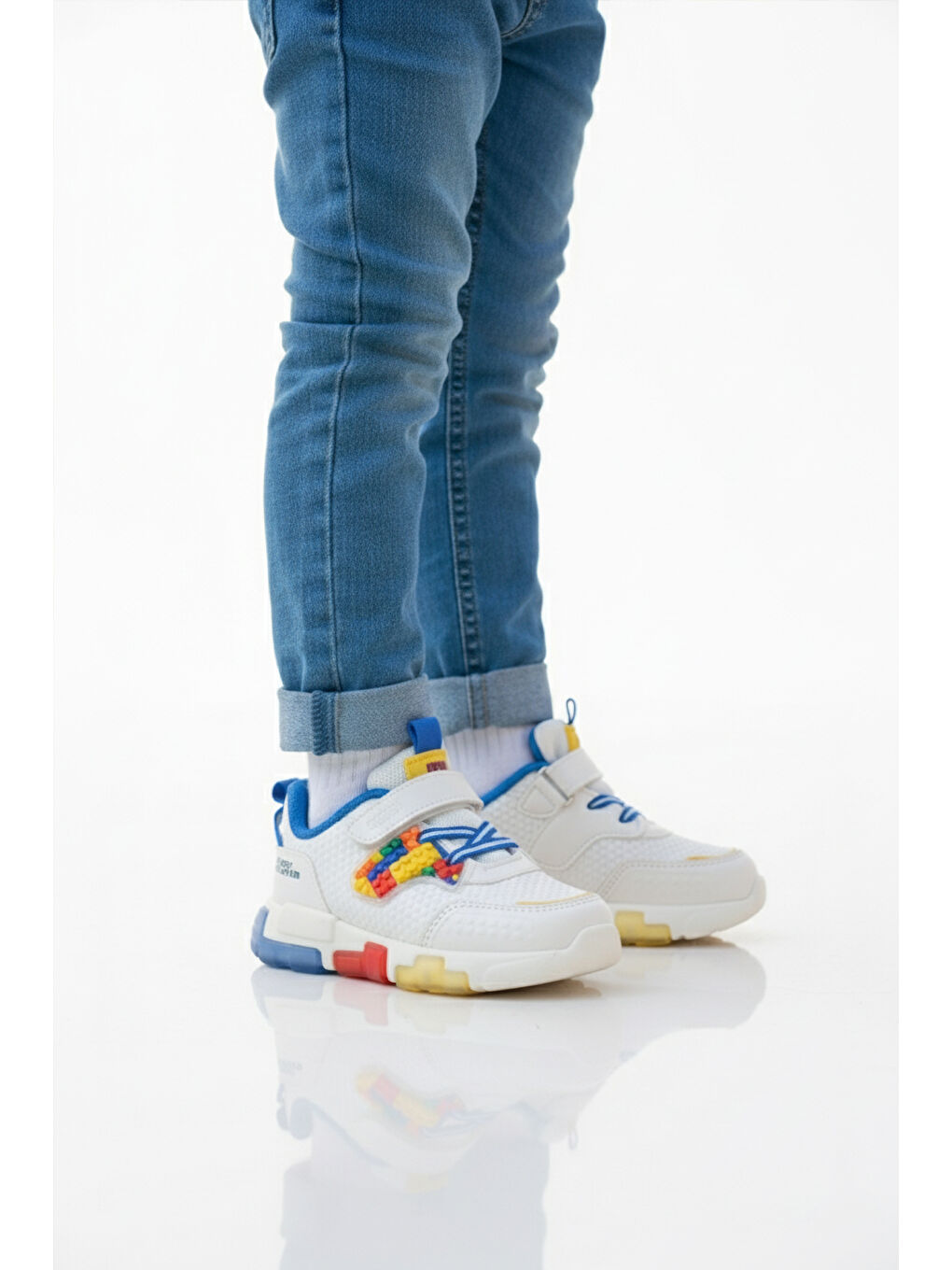 Mavi Saks Cırtlı Işıklı Hafif Erkek Çocuk Spor Ayakkabı Heros P-4