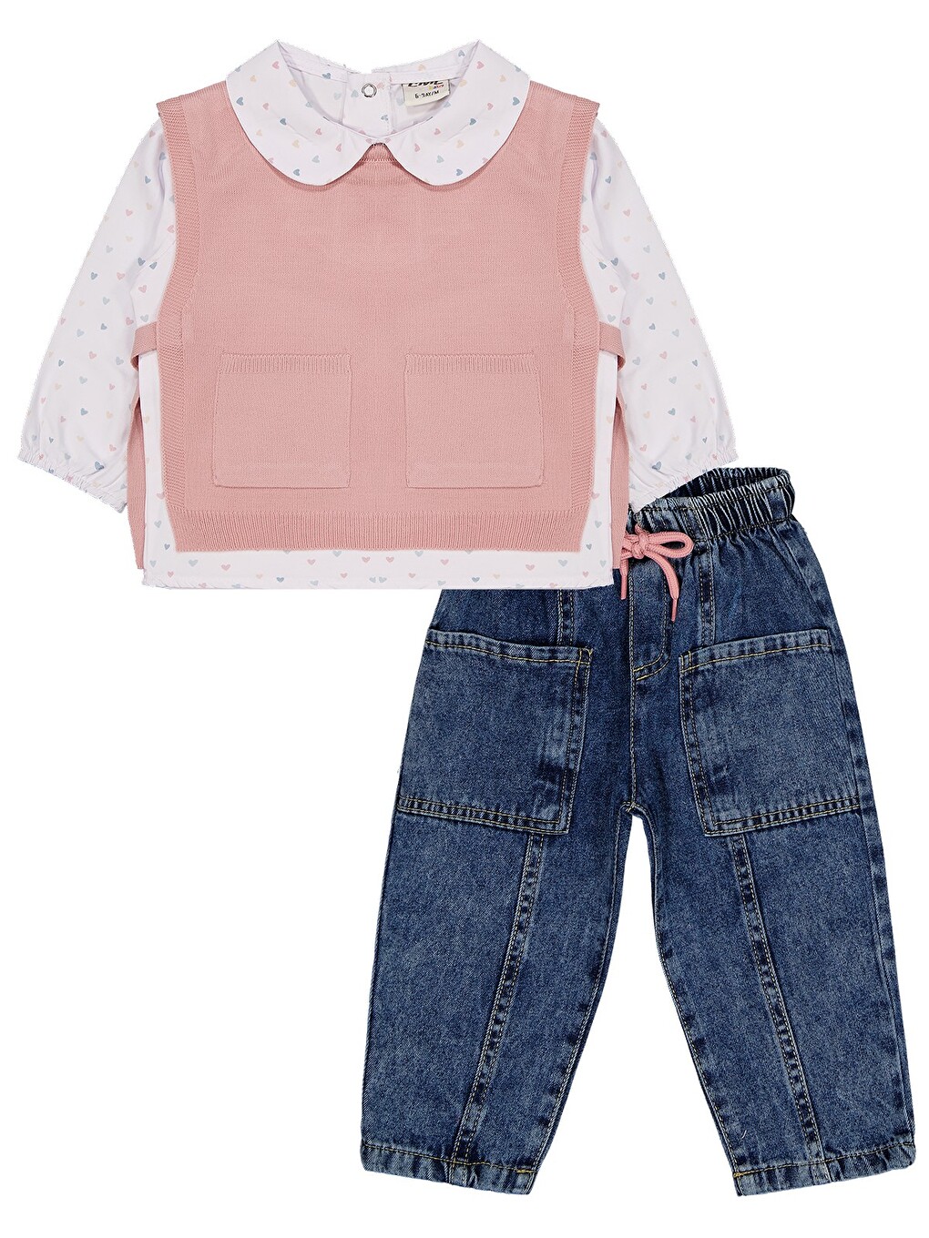 Baby Triko Süveter 3'lü Set 6-18 Ay Takım - Pembe-6