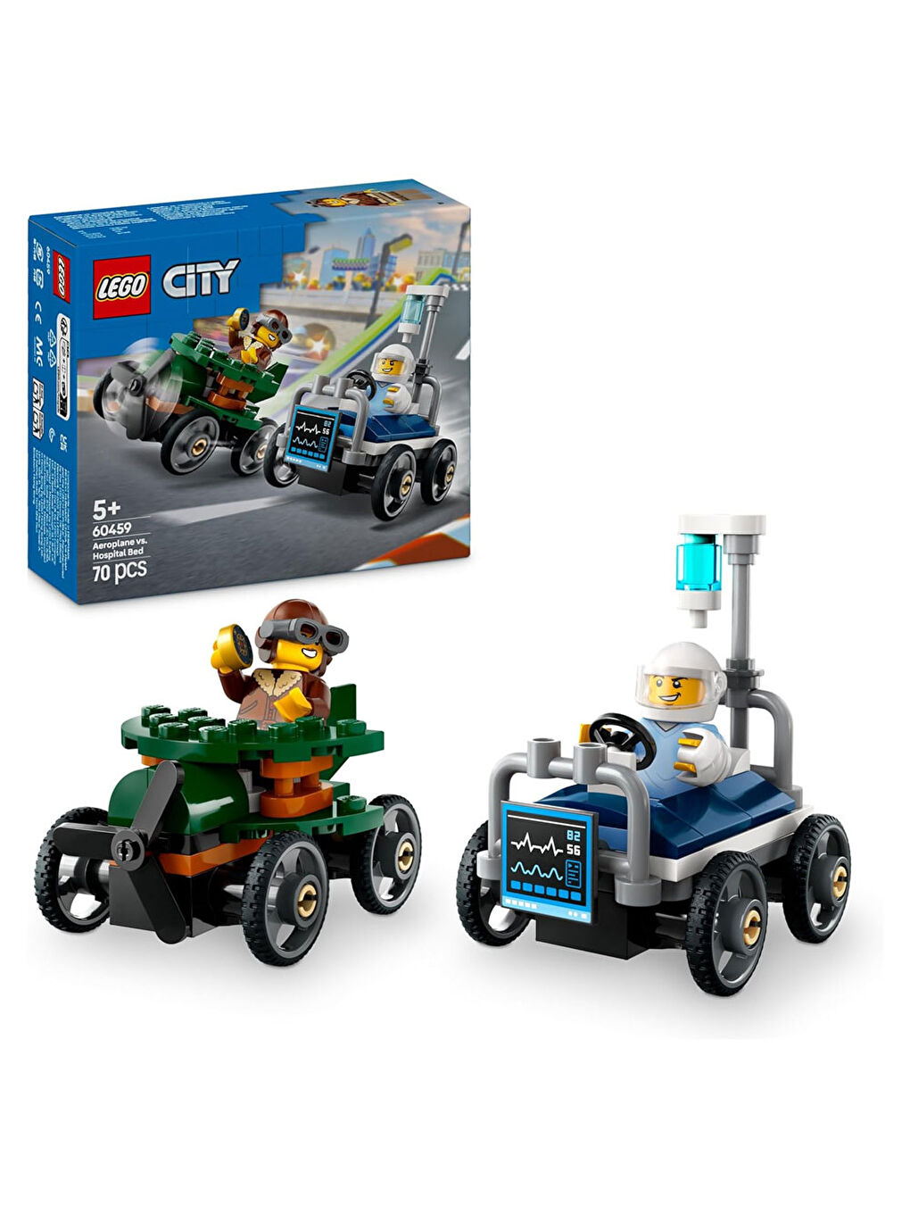 Lego City Uçak Hastane Yatağına Karşı Yarış Arabası Paketi 60459