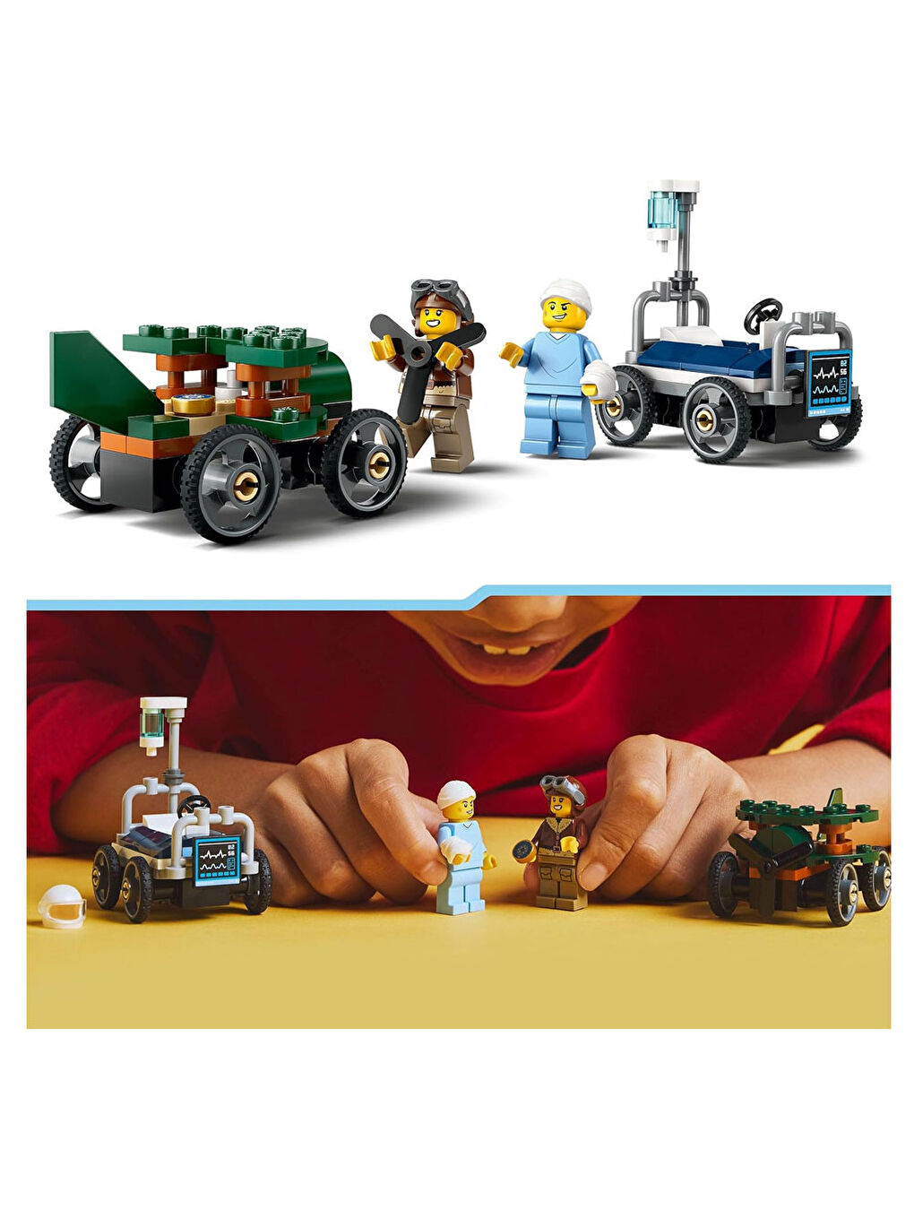 Lego City Uçak Hastane Yatağına Karşı Yarış Arabası Paketi 60459 - 4