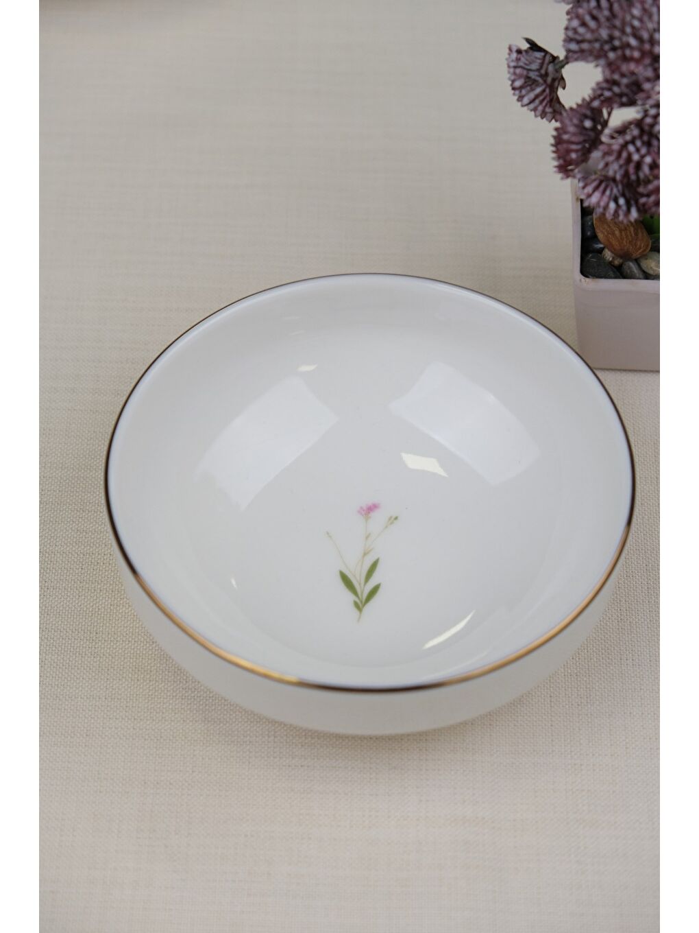 Karışık Porselen Natura Çuha Altın Yaldız Kase 13,50cm Tekli