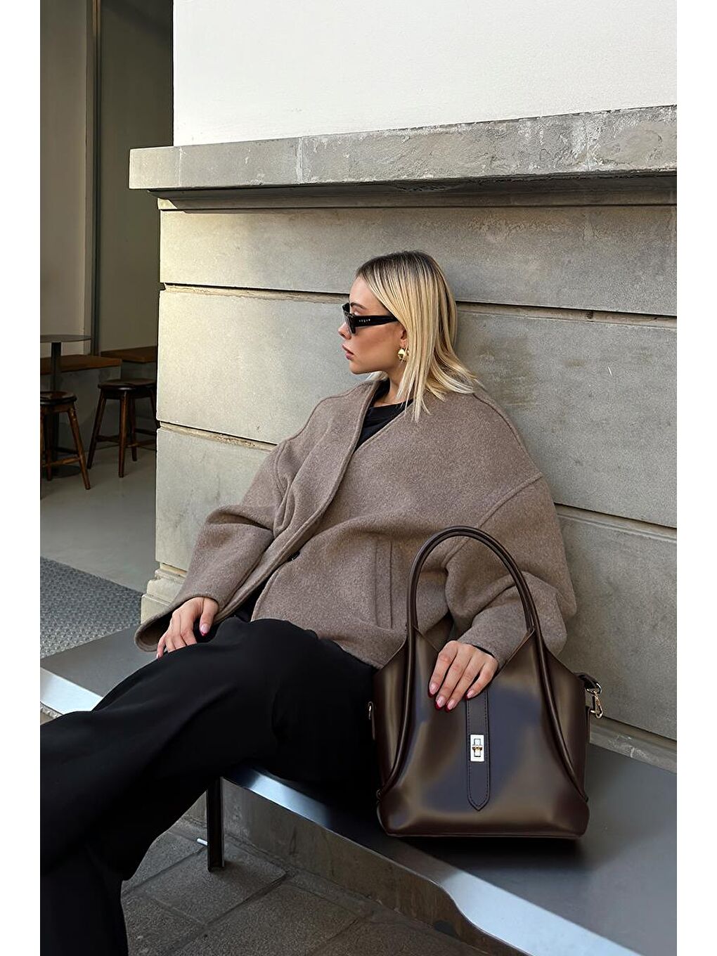 Kahverengi Cindy El Ve Çapraz Çanta Acı Kahve-5