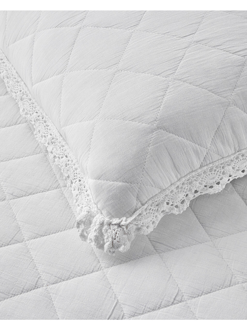 Vintage Diamond Çift Kişilik Yatak Örtüsü Takımı 200x220 cm Beyaz-2