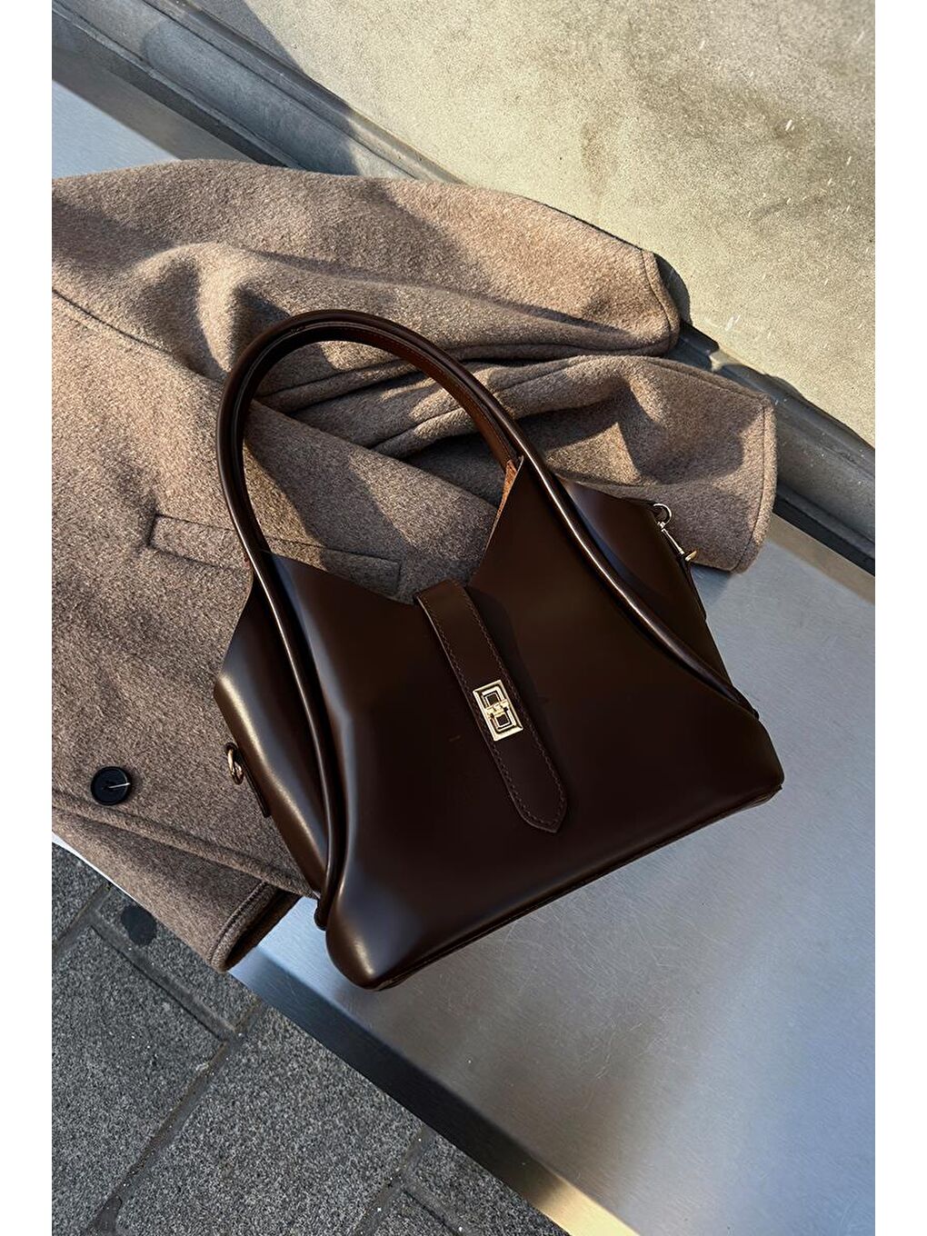 Kahverengi Cindy El Ve Çapraz Çanta Acı Kahve-6