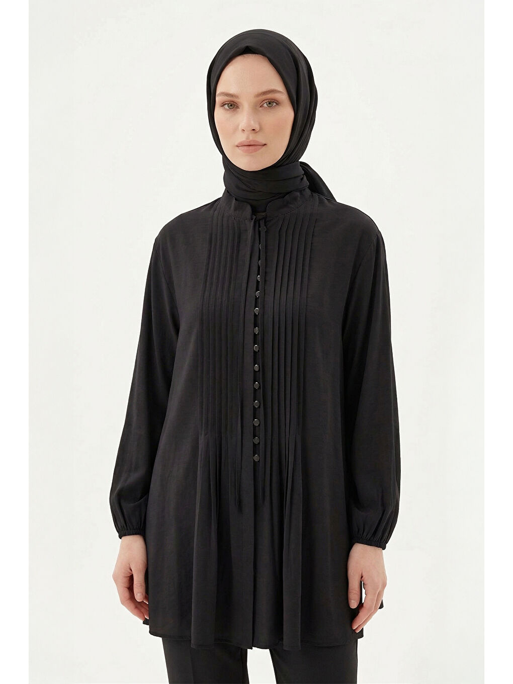 Nervür Detay Gömlek 230156 Siyah