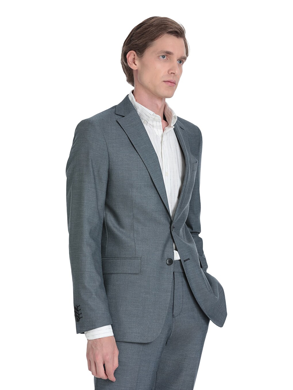 Lacivert Comfort Fit Mono Yaka Klasik Takım Elbise-1