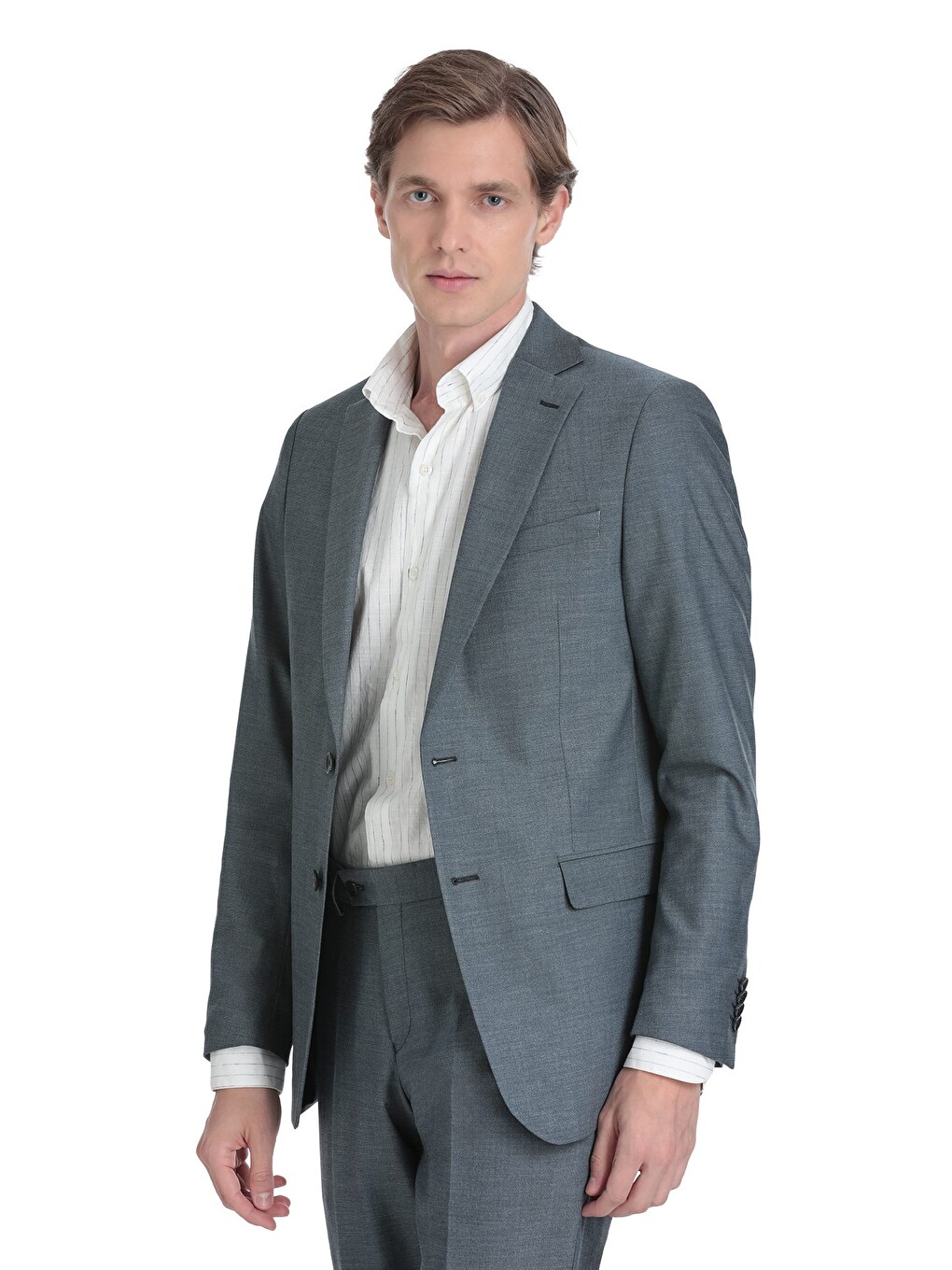 Lacivert Comfort Fit Mono Yaka Klasik Takım Elbise-3