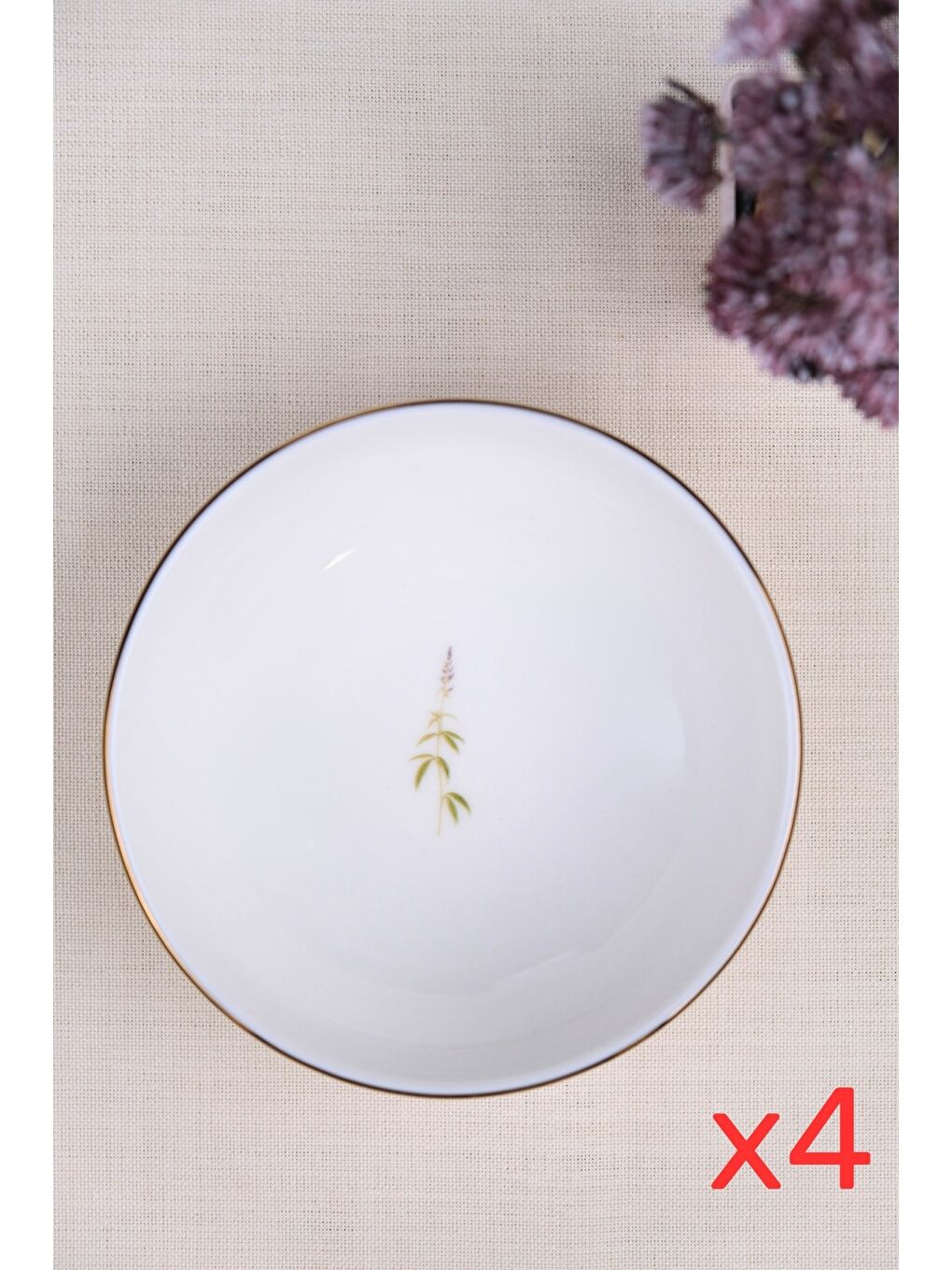 Karışık Porselen Natura Salkım Altın Yaldız Kase 13,50cm 4 lü