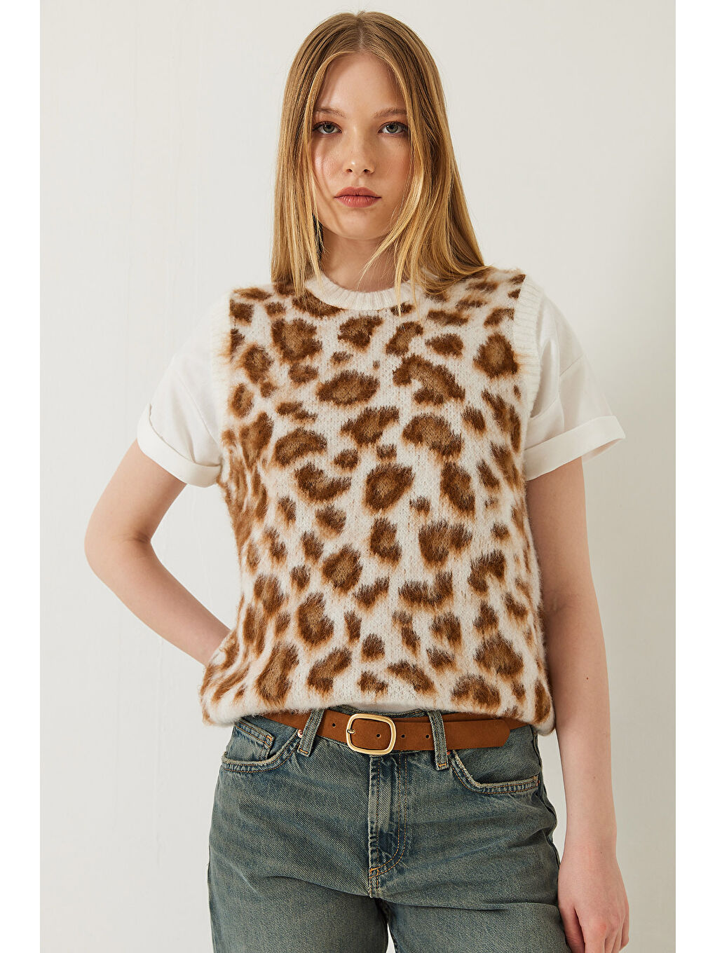 Lila Kadın Şardonlu Leopar Desenli Süveter-2