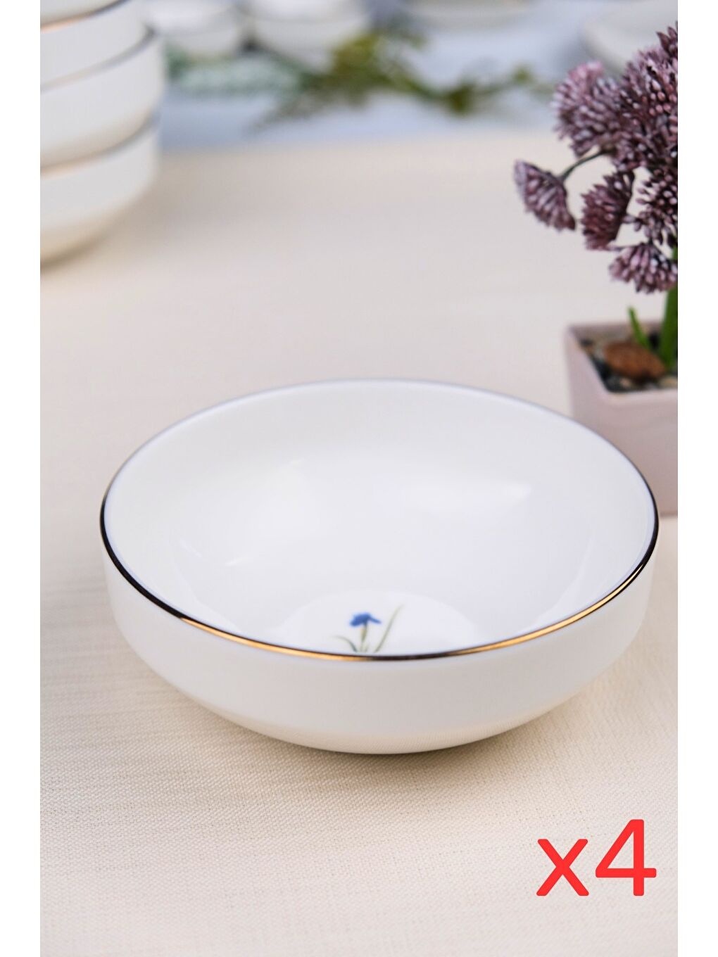 Karışık Porselen Natura İris Altın Yaldız Kase 13,50cm 4 lü-2