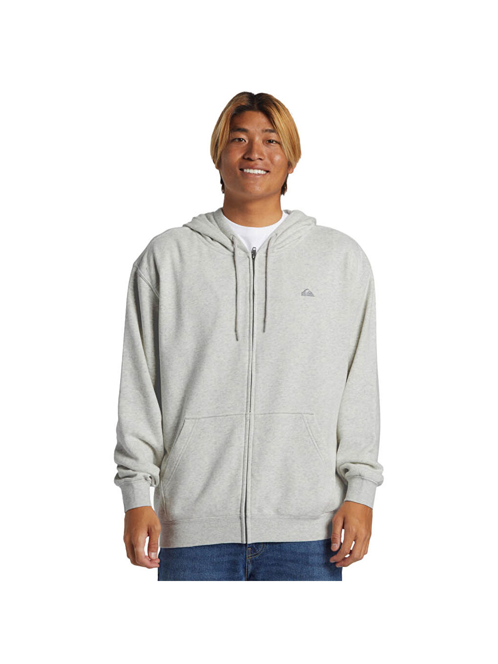 Salt Water Zip Hoodie Erkek Gri Fermuarlı Sweatshirt-1