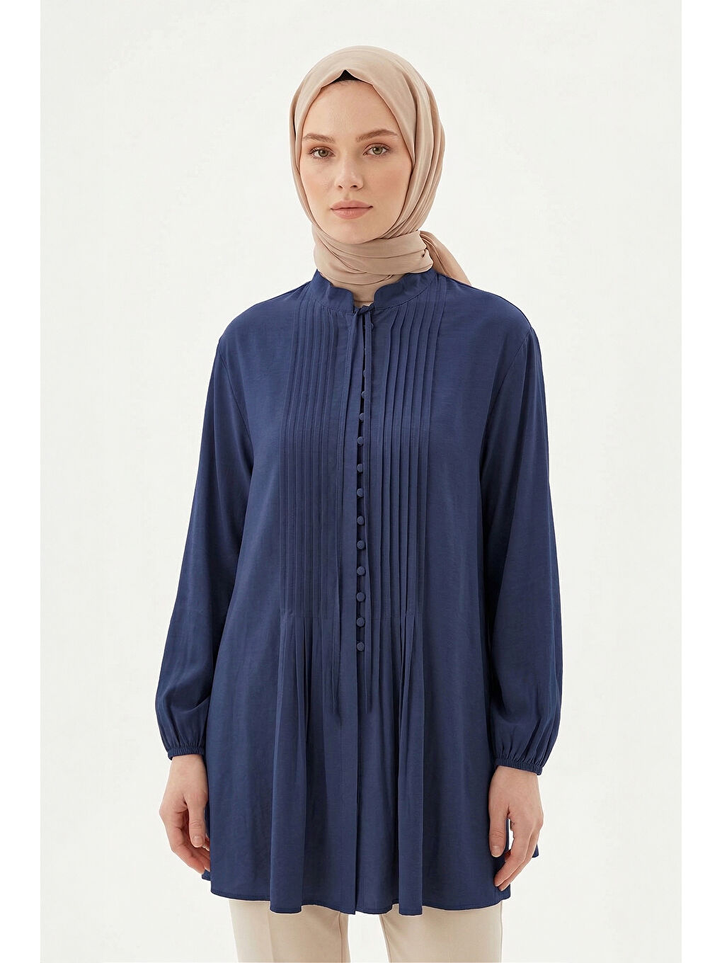 Nervür Detay Gömlek 230156 Lacivert-2